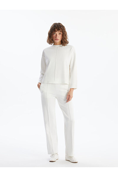 LC Waikiki Lcw Vision Ecru Crew Neck Plain Oversize Women's Sweatshirt