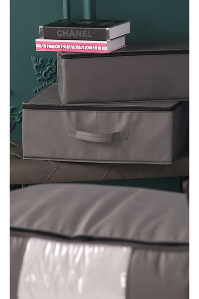 Vedsey 53x44x21 cm Αποθήκευση κάτω από το κρεβάτι και οργάνωση ντουλαπιών - Πάπλωμα και οργάνωση μαξιλαριών, γκρι ανθρακί
