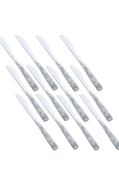 Dania مجموعة من اثني عشر سكينًا من الفولاذ المقاوم للصدأ مع ديكور فضي غير لامع