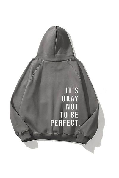 The Champ Clothing Φούτερ με κουκούλα Fleece It's Okay Printed Unisex Smoked Oversize Hoodie φούτερ