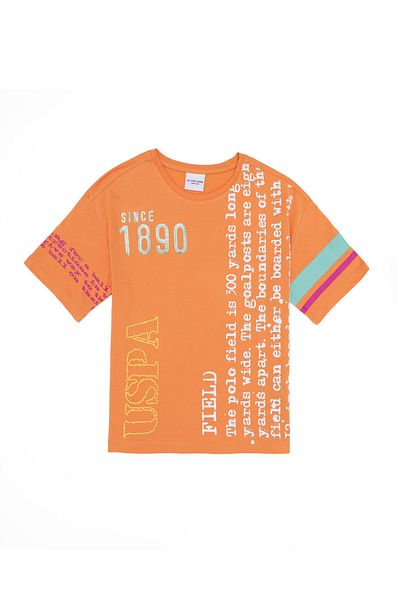 U.S. Polo Assn. U.S. POLO. ASSN. Tricou portocaliu pentru copii cu gât crew 50265393