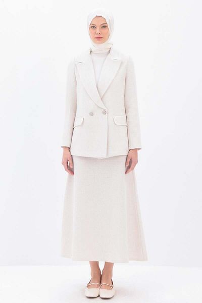 ALLDAY Μπλέιζερ από ύφασμα Tweed White-Silvery