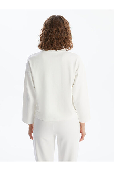 LC Waikiki Lcw Vision Ecru Crew Neck Plain Oversize Women's Sweatshirt