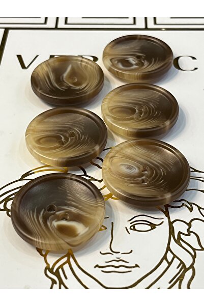 ODDA TASARIM ATÖLYESİ Kahve-krem geçişli çubuk model 2 delik kaban 6lı düğme seti(3cm)