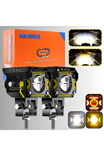 DEKOHOP Ultra Parlak LED Motosiklet ve Off Road Sis Farı Çakarlı 4 Modlu Yüks...