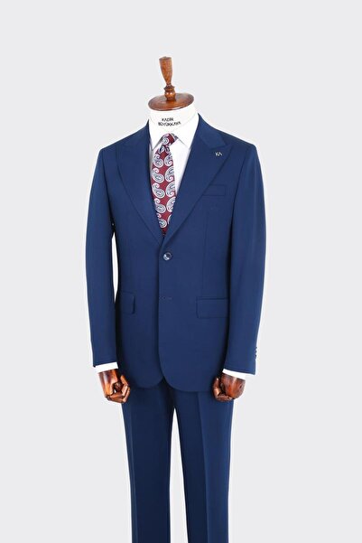Kadir Büyükkaya Kırlangıç Yaka İki Düğmeli Erkek Takım Elbise-KAX1360S