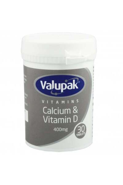 VALUPAK Calcium & Vitamin D Supplement, 400mg, 30 Chewable Tablets