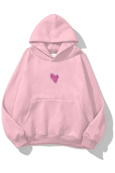 The Champ Clothing Φούτερ με κουκούλα Fleece No Fear Printed Pink Unisex Oversize Hoodie φούτερ
