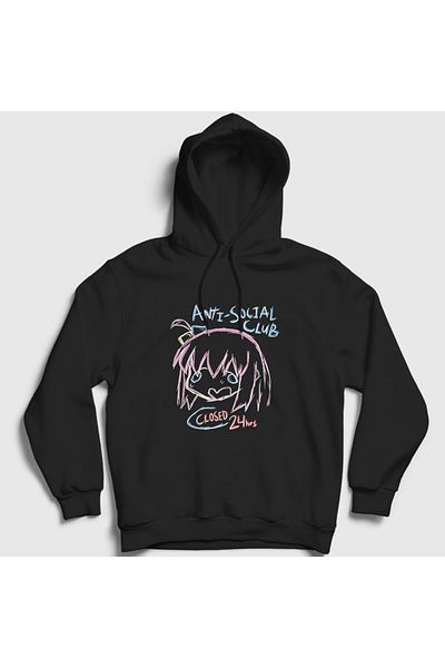 Presmono Унисекс черен суитшърт с качулка Anti Social Club Bocchi The Rock 506547tt