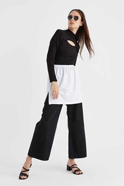 nizzell Λευκή χτενισμένη βαμβακερή φούστα εσωρούχων