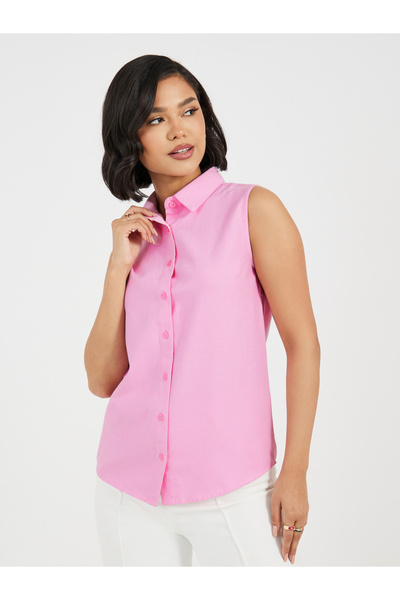 Styli Buttoned Down Loose Fit Sleeveless Shirt