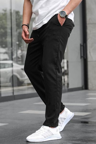 BayBayan Men's Lycra Ankle Length Casual Quality High School Fabric Trousers