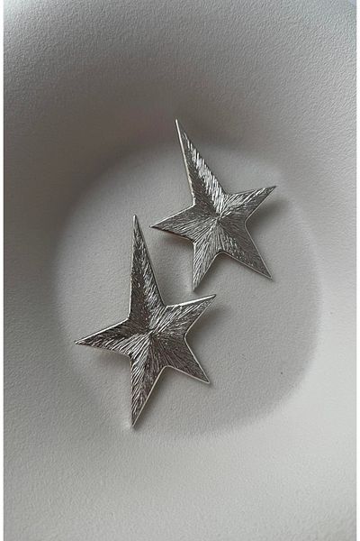 mos&more Silver Big Star Women's Earrings