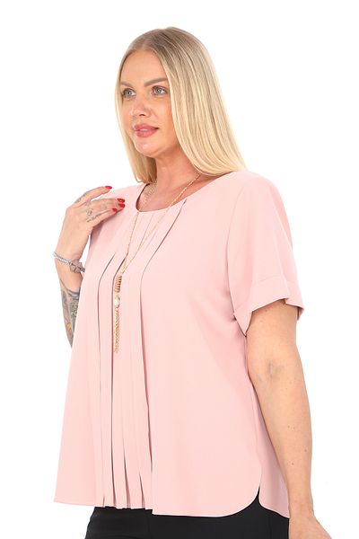 KİFAYET 22376 Necklace Pleated Front Short Sleeve Jesika Blouse (R) (D104)