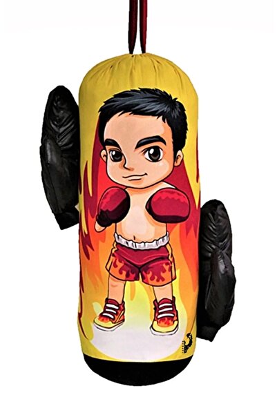 Genel Markalar Boks Torbası Eldiven Hediyeli Çocuklara Eğlenceli Evde Boks Erkek Çocuk Boks Torbası Sarı