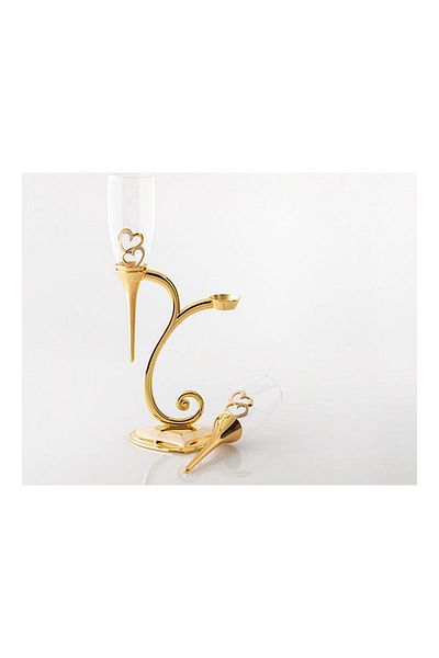 Dania 3-Piece Juice Glass With Holder Set Gold/Clear