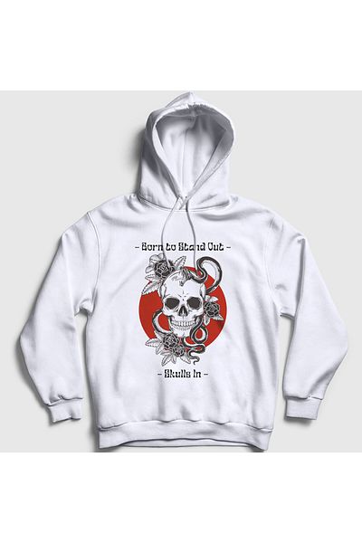 Presmono Λευκό φούτερ Unisex με κουκούλα - Stand Out Skulls 507213 ττ
