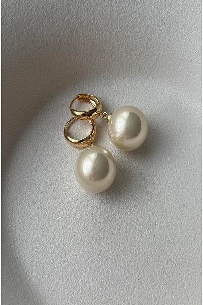 mos&more Beige Pearl Women's Earrings