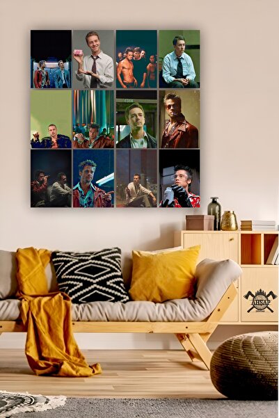 ahşap dünyam 12 piese Fight Club Visual Frame Looking Mdf Tablo Decor de pere...