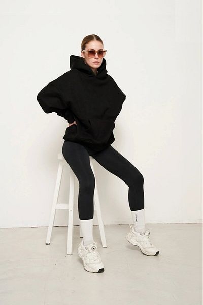 The Champ Clothing Полар с качулка отвътре Черен унисекс голям суичър с качулка