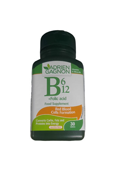 ADRIEN GAGNON أقراص حمض الفوليك من مجموعة فيتامين ب6 و ب12، 30 قرصًا