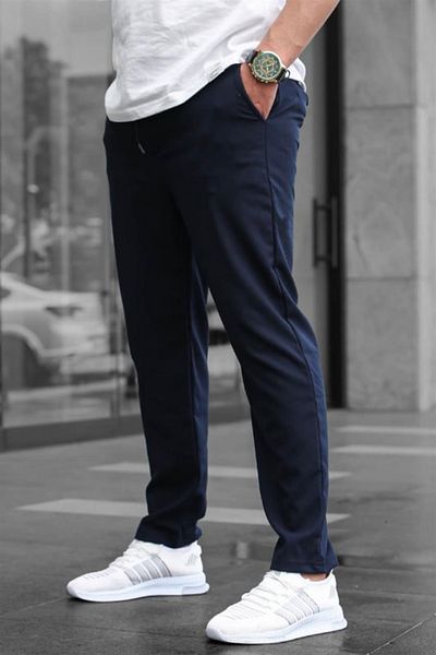 BayBayan Men's Lycra Ankle Length Casual Quality High School Fabric Trousers