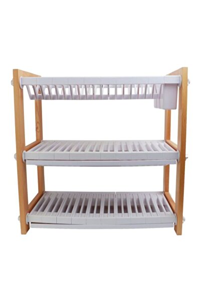 Dania منظم سطح الطاولة البلاستيكي أبيض/بيج 18x56x29سنتيمتر