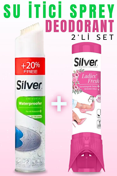 Silver Kadın Ayakkabı Deodorantı 100 ML + Su İtici Su geçirmezlik Spreyi 300 ML