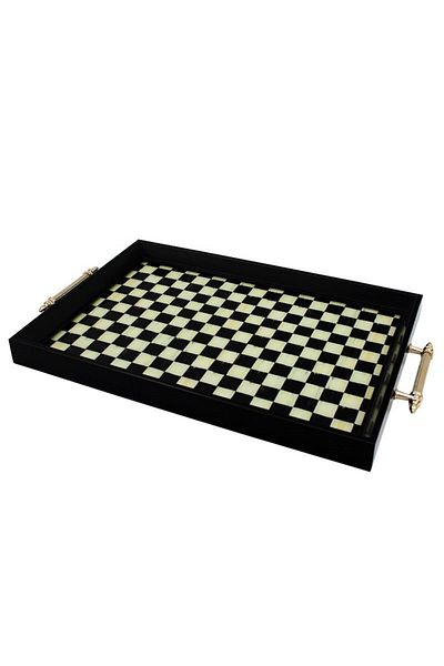 Glore A08-006 31X46Cm Checkered and Hand Held Tray - 81829 Akyüzhome