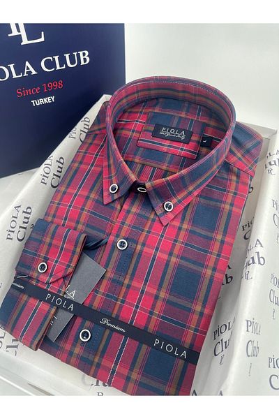 Piola Club Мъжка карирана риза Slim Fit