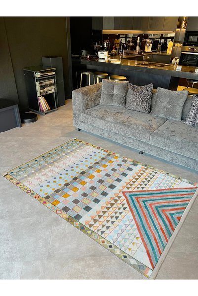 Rugs Modern Halı Barcelona Collection Multicolored Antique Geometric Motifs P...