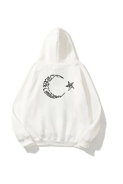 The Champ Clothing Λευκό φούτερ Unisex - Εκτύπωση με υπογραφή Kemal Atatürk, Fleece με κουκούλα