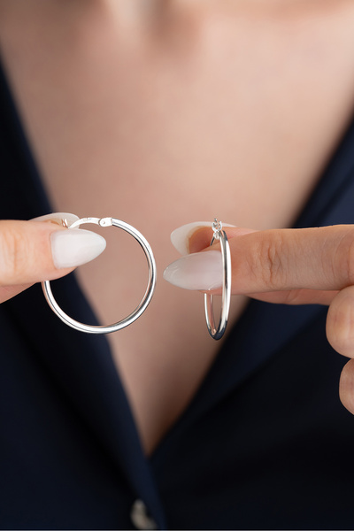 Silvano Jewelry 925 Ayar Gümüş Trend Halka Küpe