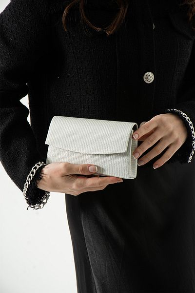 efnanstore Γυναικεία Ασημένια Mother of Pearl Mini Box Τσάντα ώμου Βραδινή τσάντα φορέματος