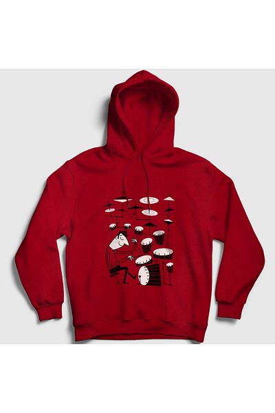 Presmono Κόκκινο Unisex Drums Drummer Gift Hooded φούτερ - 508107 ττ