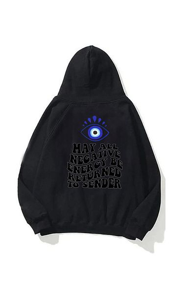 The Champ Clothing Унисекс суитшърт с качулка и полар отвътре, щампа с мъниста и мигли