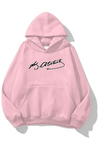 The Champ Clothing Φούτερ με κουκούλα Fleece Inside Kemal Atatürk με στάμπα ροζ Unisex με κουκούλα
