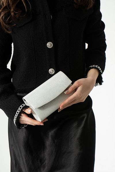efnanstore Γυναικεία Ασημένια Mother of Pearl Mini Box Τσάντα ώμου Βραδινή τσάντα φορέματος