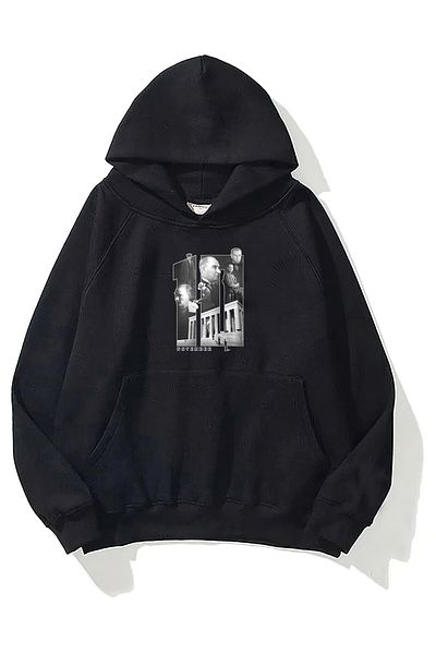 The Champ Clothing Унисекс суитшърт с качулка от полар с щампа Кемал Ататюрк 10 ноември