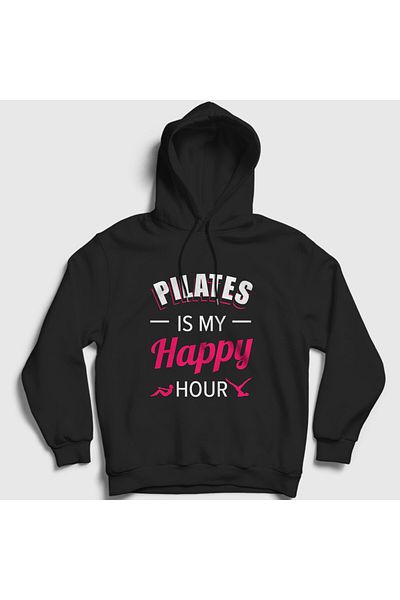 Presmono Φούτερ με κουκούλα My Happy Hour Unisex Pilates - Μαύρο 512701 ττ