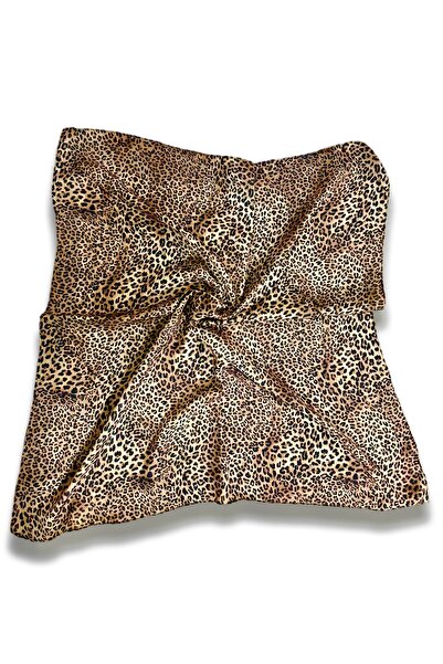 MAZEN Leopard Print Satin Scarf Large Size 55X55 cm