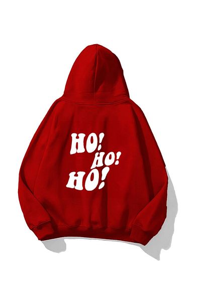 The Champ Clothing Червен унисекс суитшърт - с качулка, Polar Ho! Уау! Уау! Коледен печат