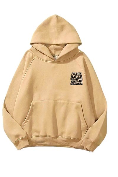 The Champ Clothing Μπεζ φούτερ Unisex - Hooded and Text Printed