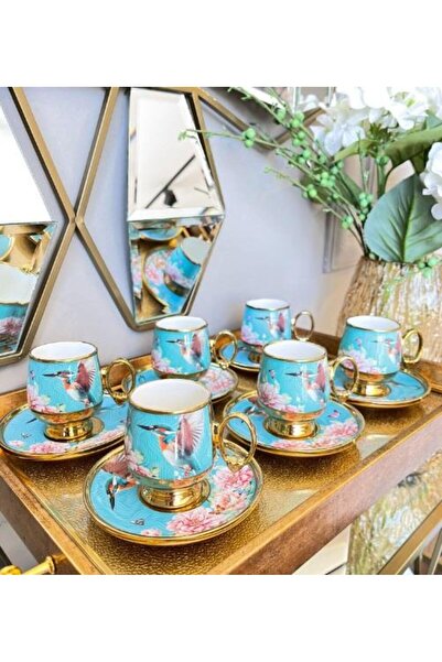 ROY KING Royking Qush 6 Lı Kahve Fincanı Takımı MAVİ BKY 006