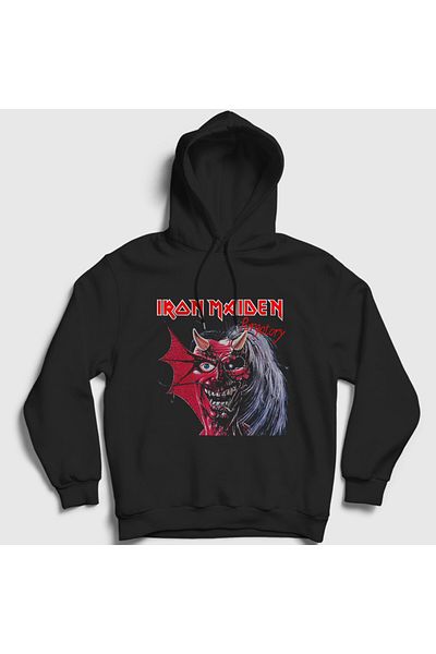 Presmono Унисекс черен суитшърт с качулка и метална качулка Iron Maiden 513540tt