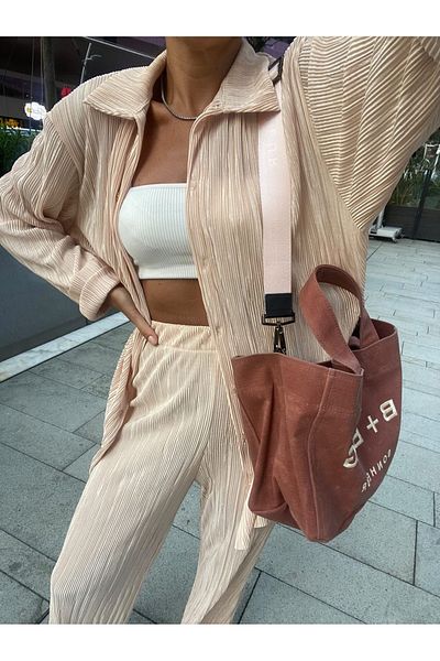 Bonheur Canvas Terra Cota Small Tote Bag