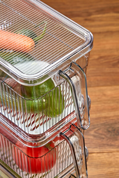 MHK Collection 2 Transparent Refrigerator Organizers with Handles - Food Storage and Organizing Set (3.60 Liters)