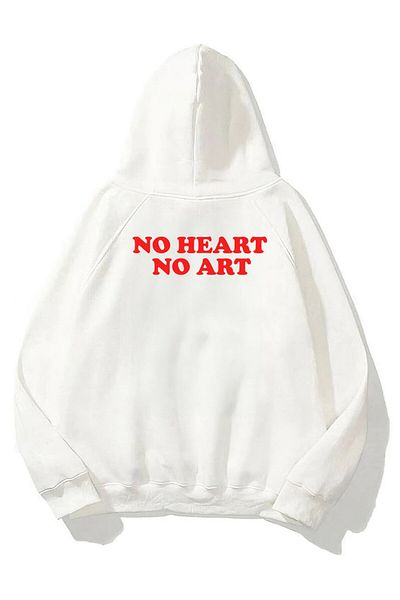 The Champ Clothing Φούτερ με κουκούλα Fleece No Heart No Art Printed White Unisex Hoodie φούτερ