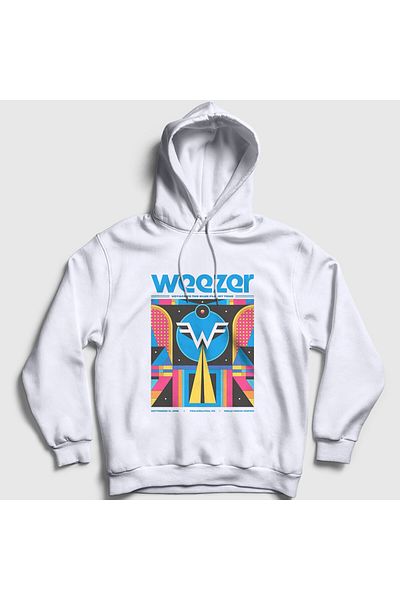 Presmono Unisex Λευκή αφίσα Μουσική Weezer Hooded φούτερ 513397 ττ