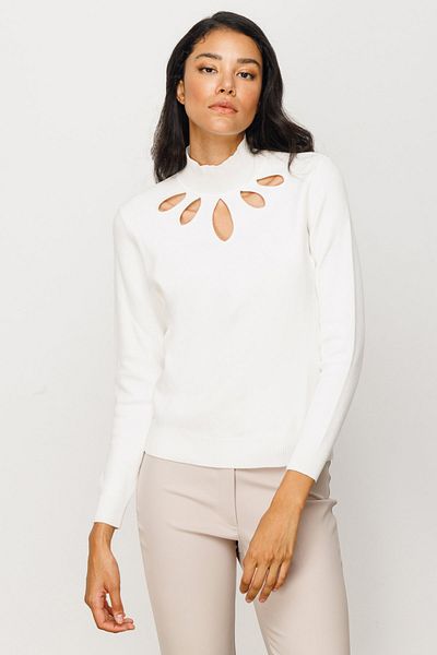 ON Women's Stand Collar Window Knitwear - Ecru